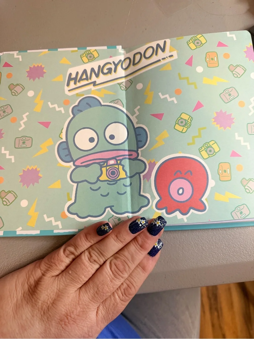 HGJ-371 Hangyodon Hardcover Notebook - Aqua Blue with Pink Accent